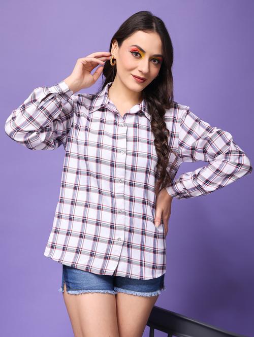women checkered collared long sleeves shirt - 21525796 - Standard Image - 0