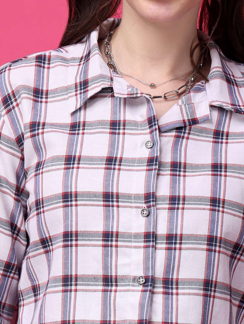 women checkered collared crop shirt - 21525801 -  Standard Image - 4