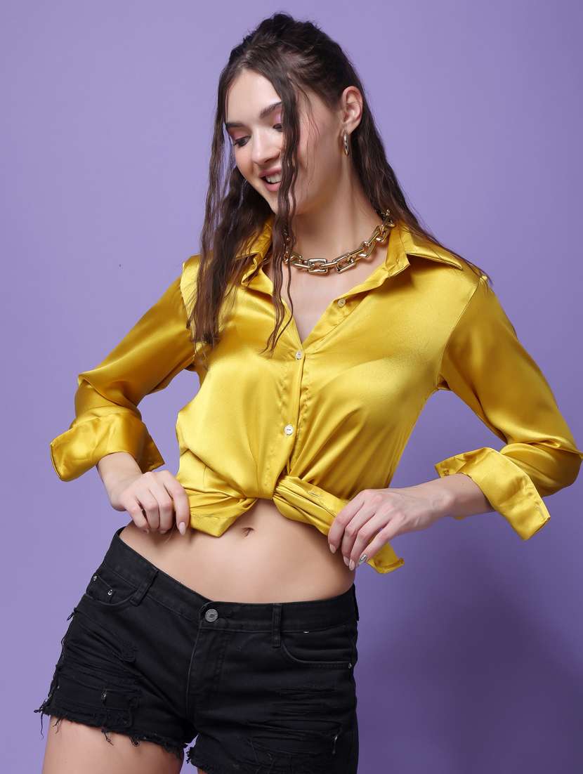 women solid collared long sleeves shirt - 21525806 -  Standard Image - 1