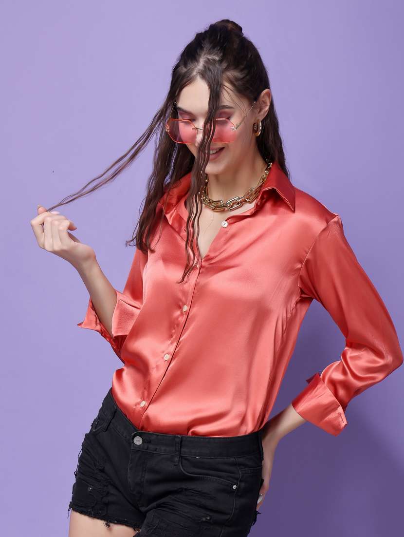 women solid collared long sleeves shirt - 21525807 - Standard Image - 1