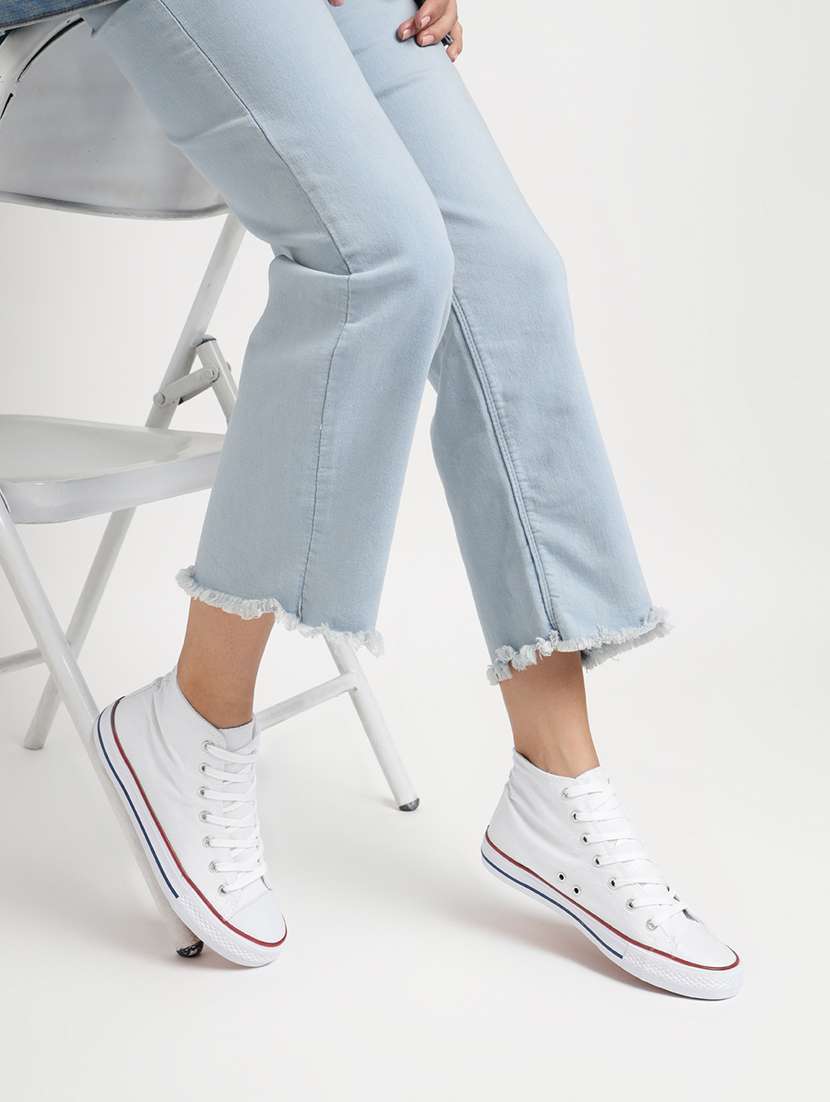 women white lace-up ankle length sneaker - 21526648 -  Standard Image - 1