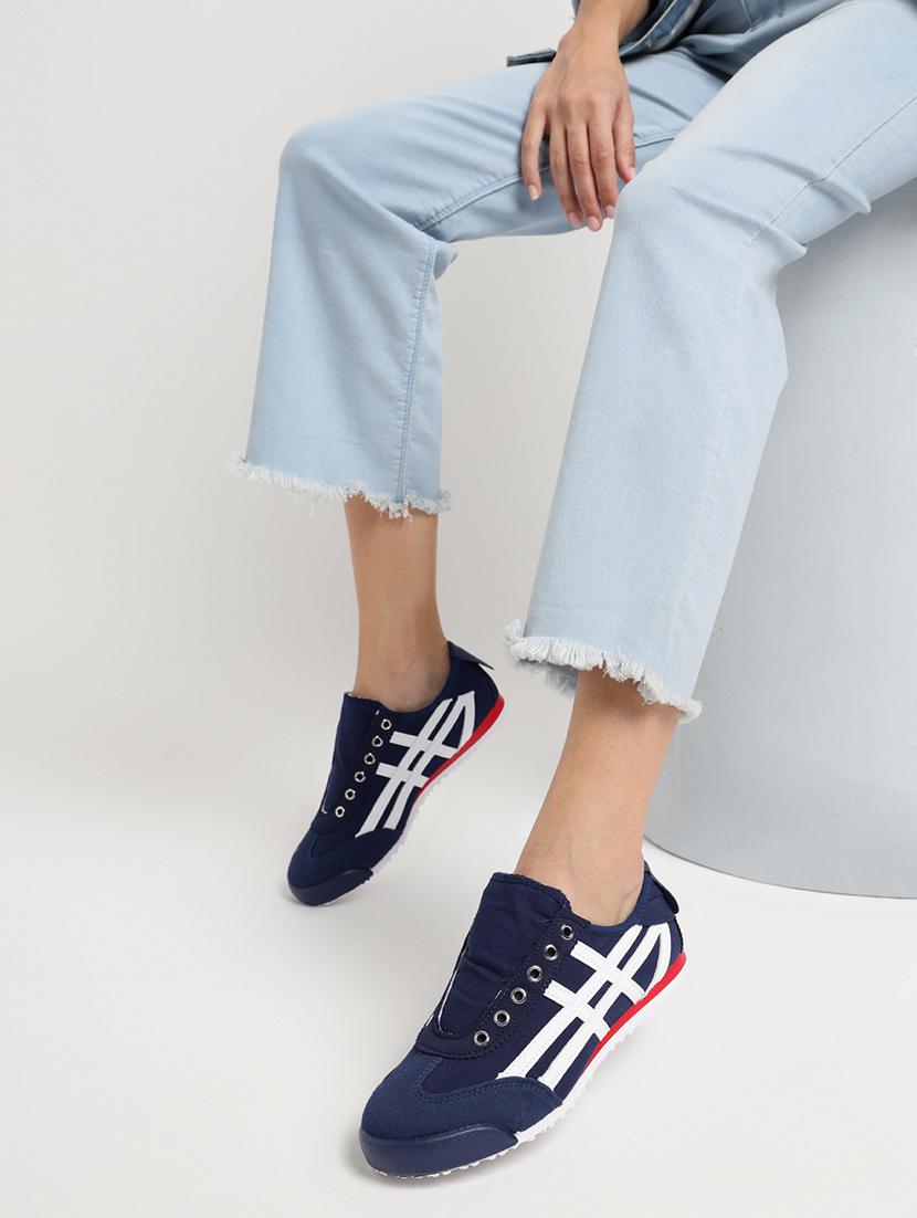 women navy blue lace-up sneaker - 21526657 - Standard Image - 1