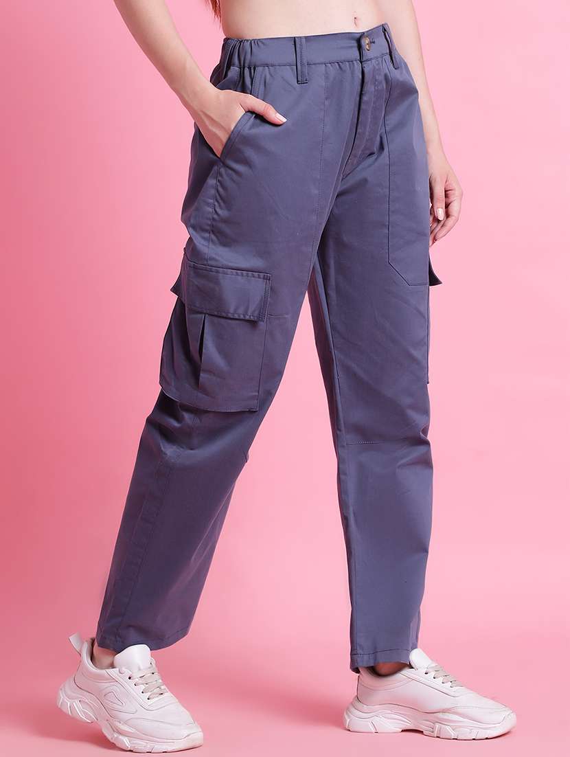 women solid relaxed fit cargo pant - 21526661 -  Standard Image - 1