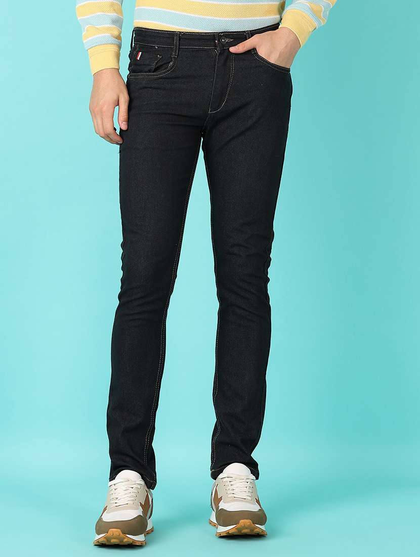 men mid rise slim fit plain jeans