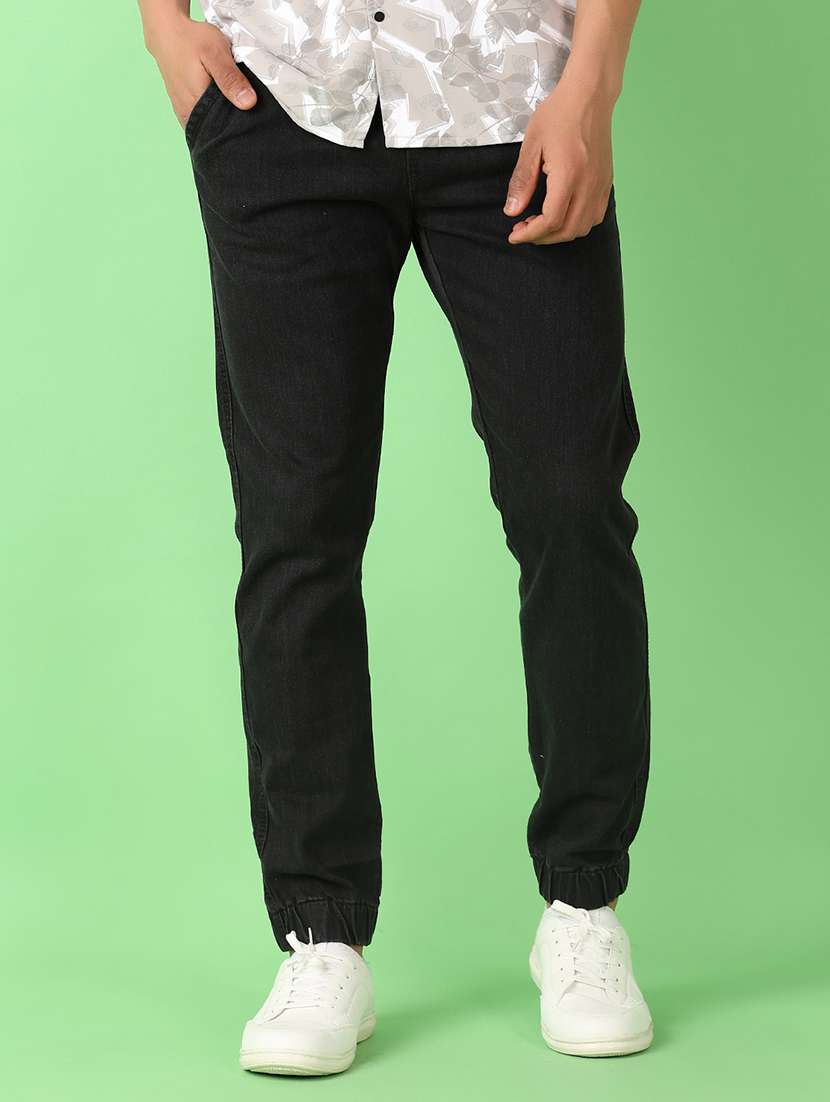 men mid rise solid jogger