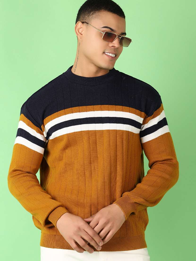 men long sleeves color block pullover - 21527305 -  Standard Image - 1