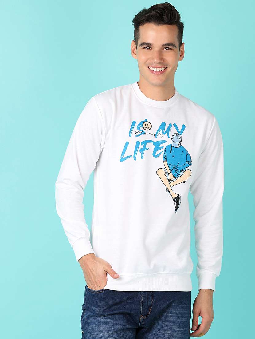 men long sleeves front print sweatshirt