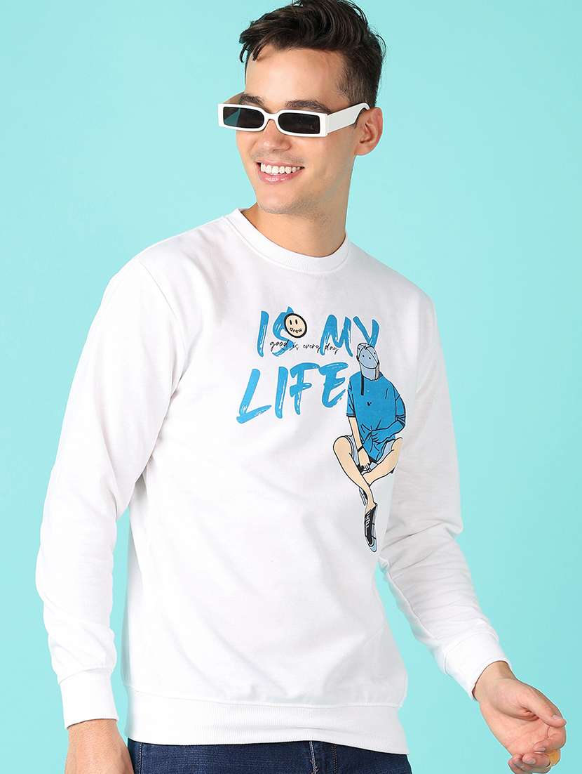 men long sleeves front print sweatshirt - 21527313 -  Standard Image - 1