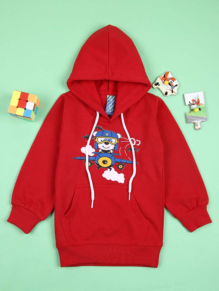 boys graphic printed long sleeve hooded sweatshirt