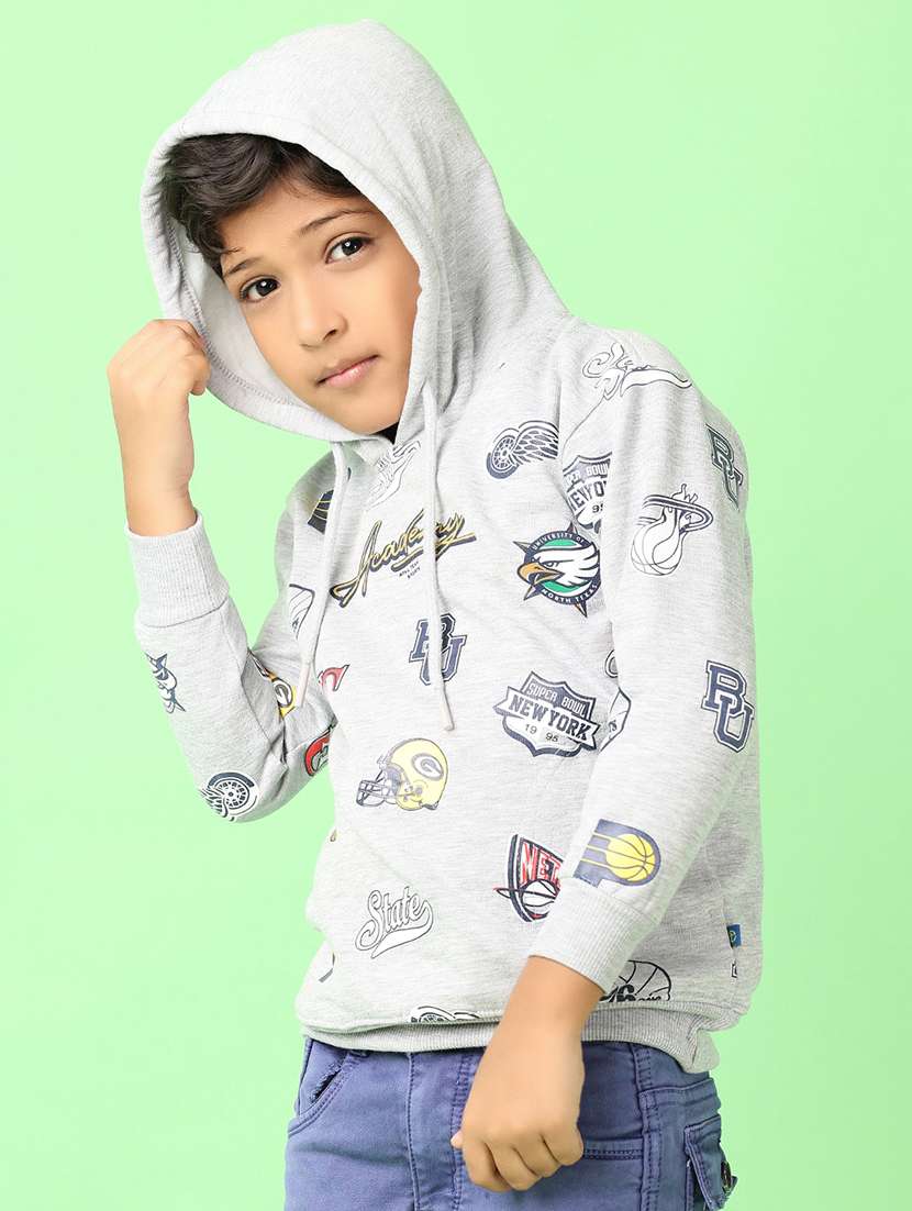 boys quirkey printed long sleeve hooded sweatshirt - 21527325 -  Standard Image - 1