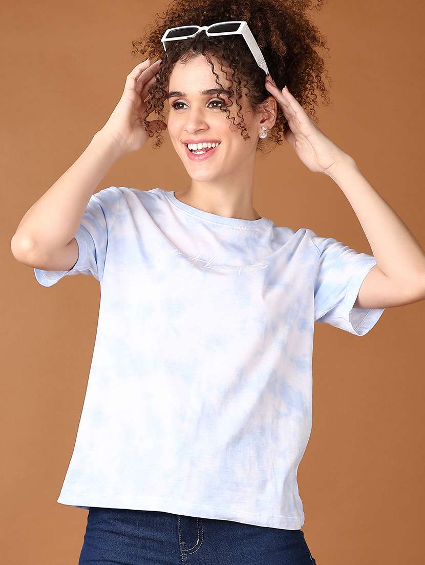 women light blue tie & dye short sleeve t-shirt - 21527384 -  Standard Image - 1