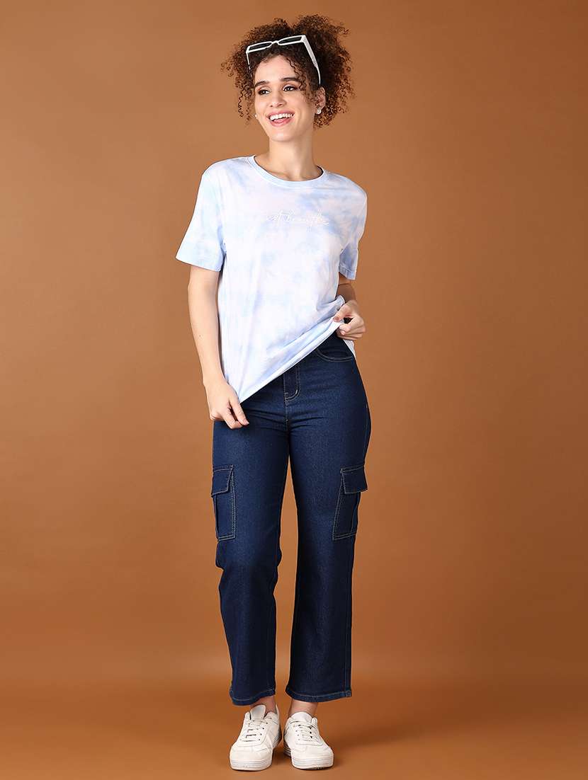 women light blue tie & dye short sleeve t-shirt - 21527384 -  Standard Image - 4