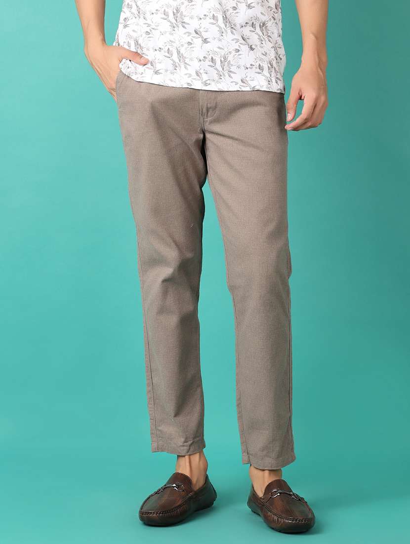 men solid regular fit chinos casual trouser - 21527393 -  Standard Image - 1