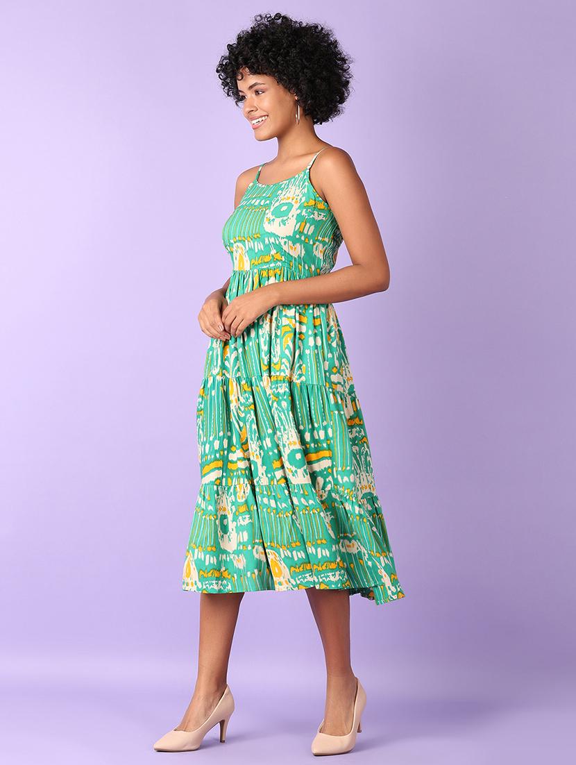 women printed sleeveless tiered dress - 21527403 -  Standard Image - 1