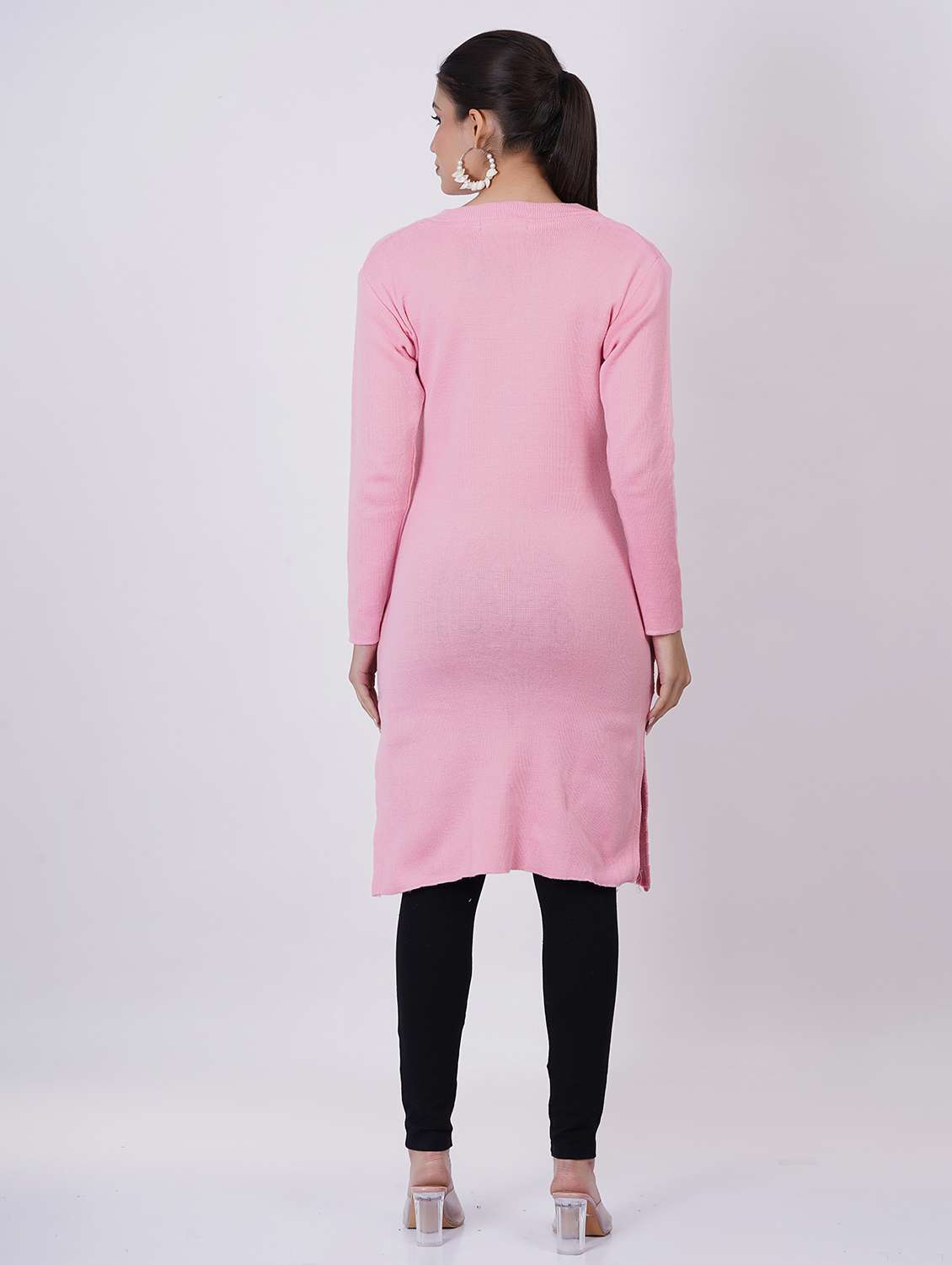 women long sleeve self-designed woolen kurta - 21527789 -  Standard Image - 4