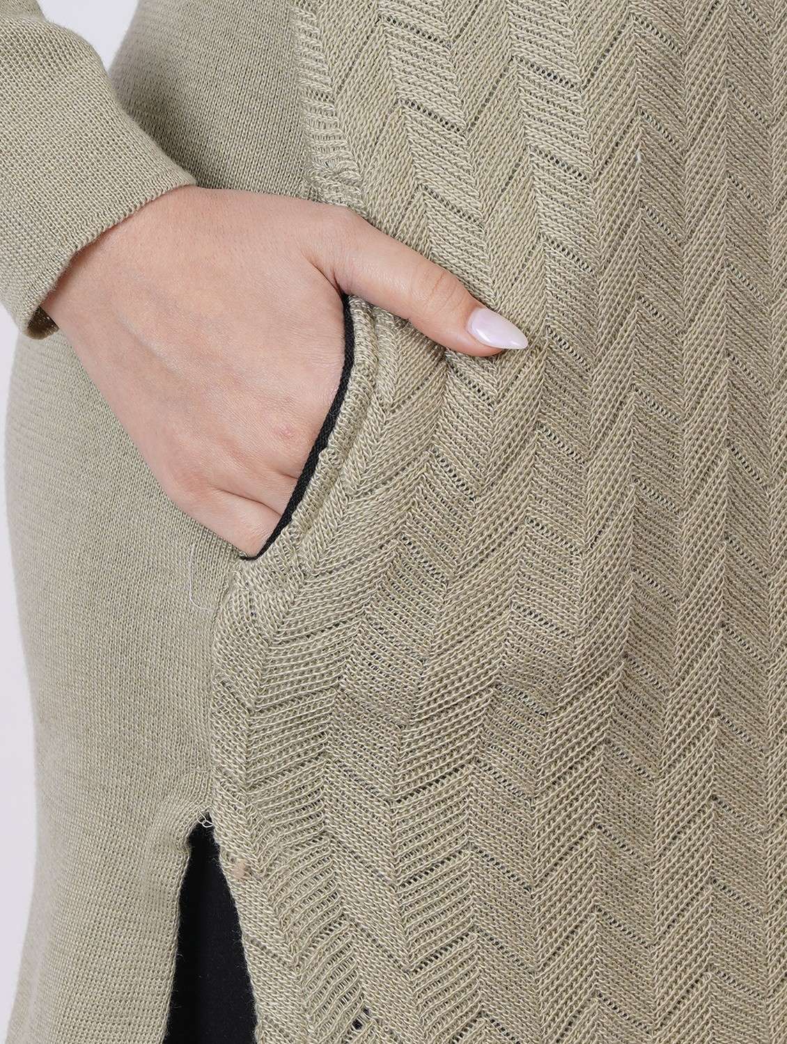 women long sleeve self-designed woolen kurta - 21527791 -  Standard Image - 4