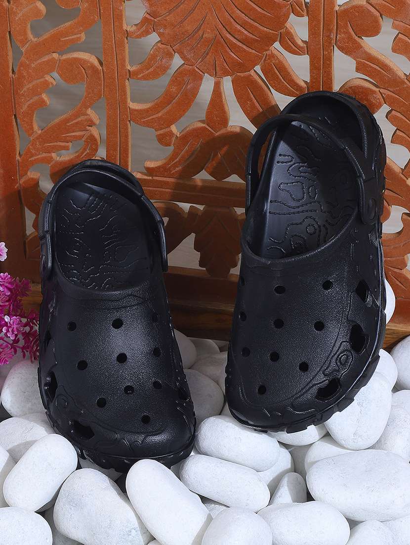 women black solid clogs