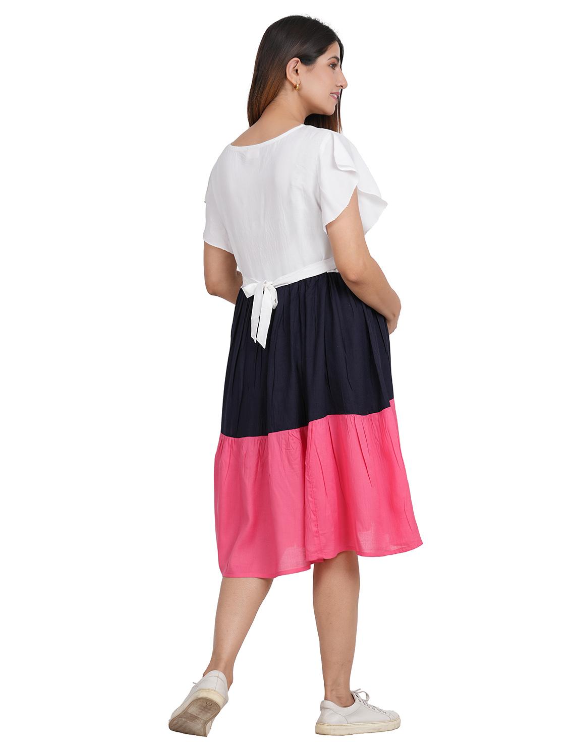 color block embroidered maternity wear dress - 21527854 - Standard Image - 4