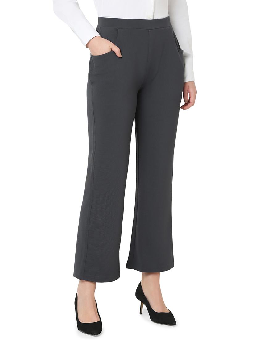 women grey cotton lycra tailored trouser - 21527960 - Standard Image - 1