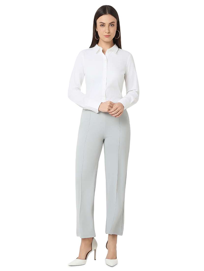 women grey polyester tailored trouser - 21527966 -  Standard Image - 4