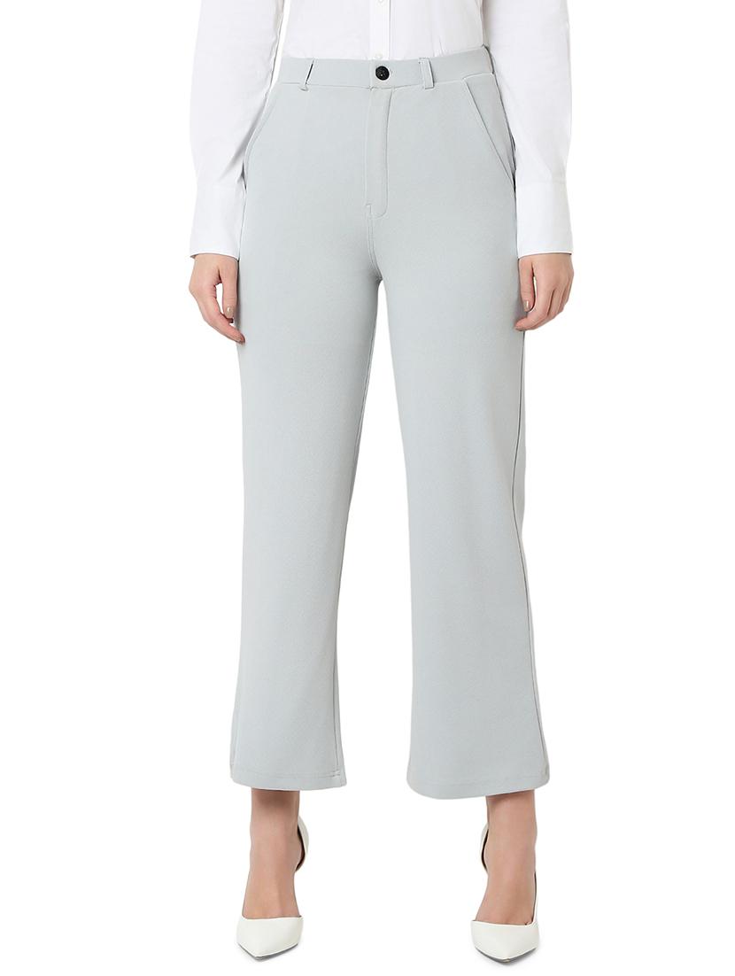 women grey cotton lycra tailored trouser - 21527969 - Zoom Image - 0