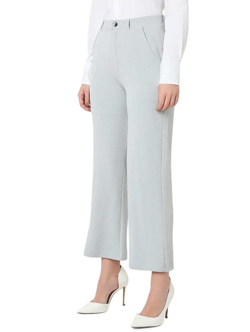 women grey cotton lycra tailored trouser - 21527969 - Standard Image - 1
