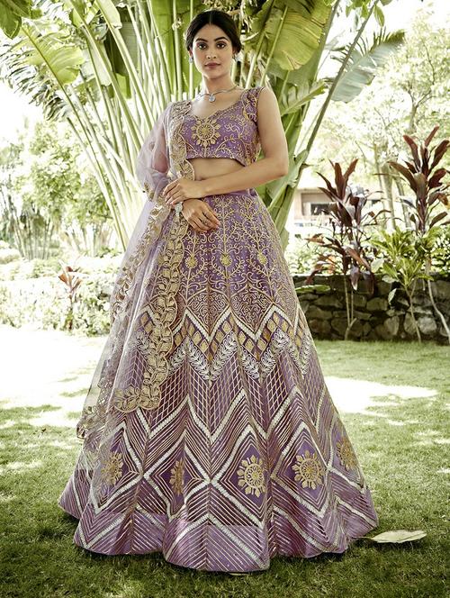 women purple flared lehenga - 21527997 -  Standard Image - 0