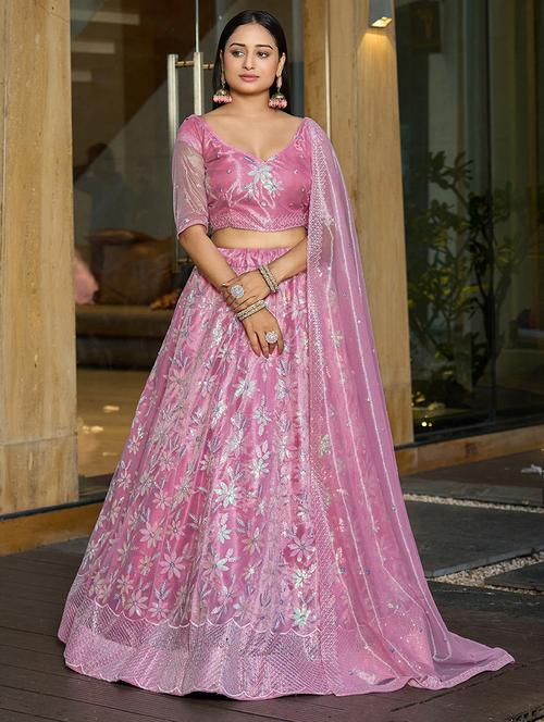 women pink flared lehenga - 21528006 -  Standard Image - 0