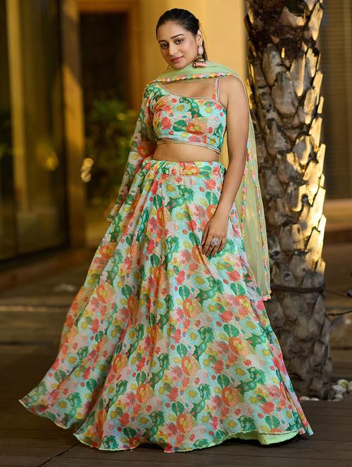 women sea green flared lehenga - 21528009 - Standard Image - 0