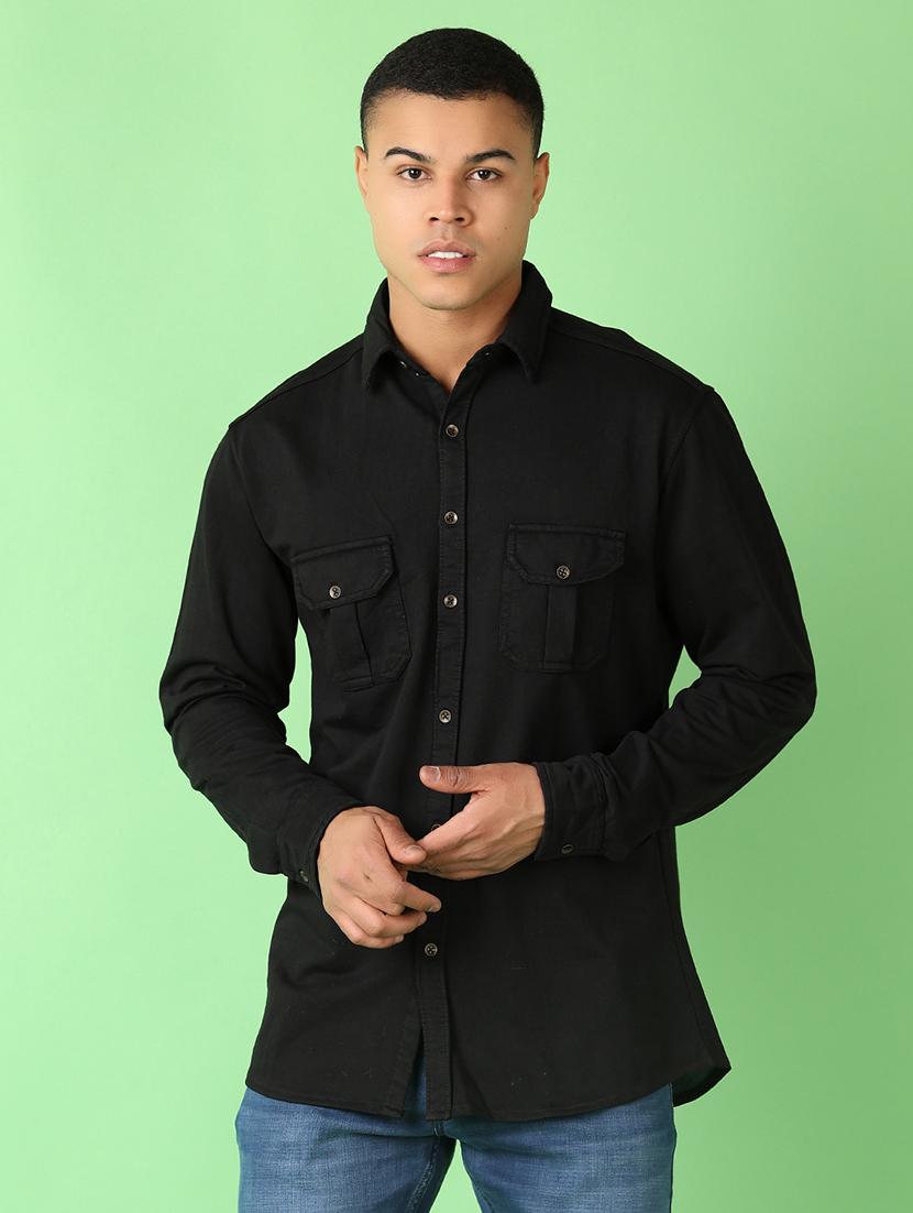 men long sleeves solid casual shirt - 21528110 -  Zoom Image - 0