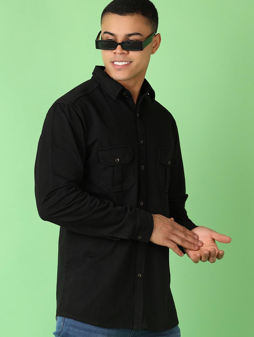men long sleeves solid casual shirt - 21528110 -  Standard Image - 1