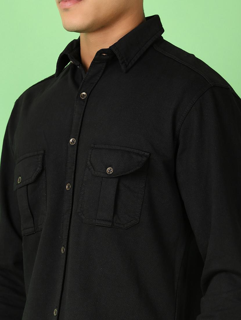 men long sleeves solid casual shirt - 21528110 - Standard Image - 4