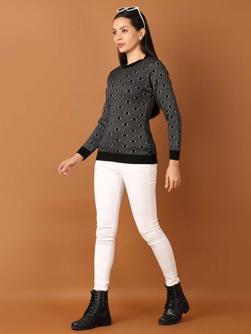 women black self design long sleeve pullover - 21528140 -  Standard Image - 4