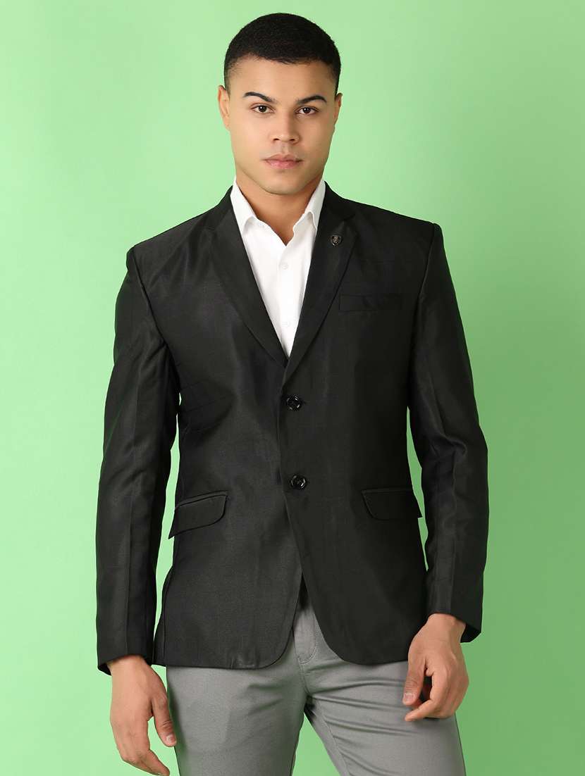 black solid single breasted formal blazer
