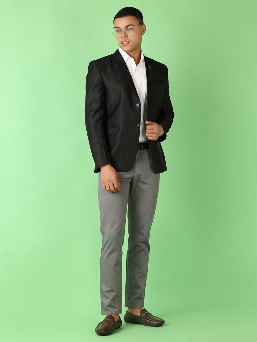 black solid single breasted formal blazer - 21528201 -  Standard Image - 4