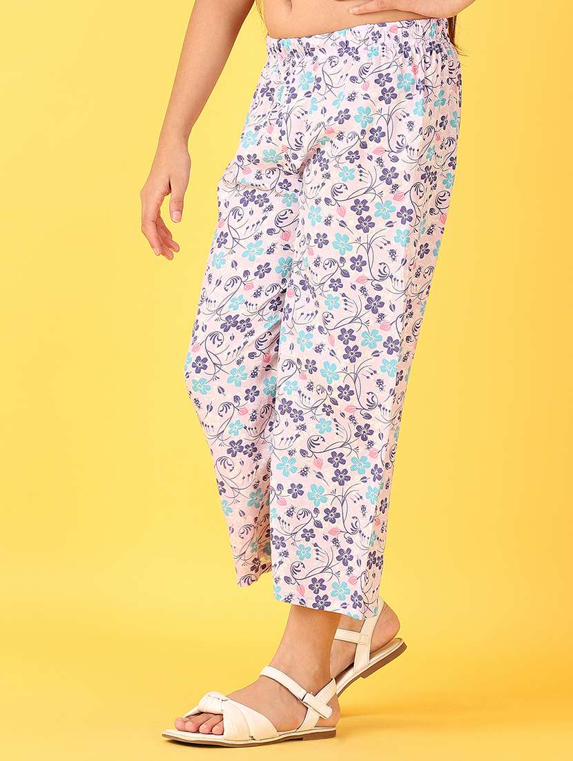 girls lavender floral printed palazzo - 21528203 -  Standard Image - 1