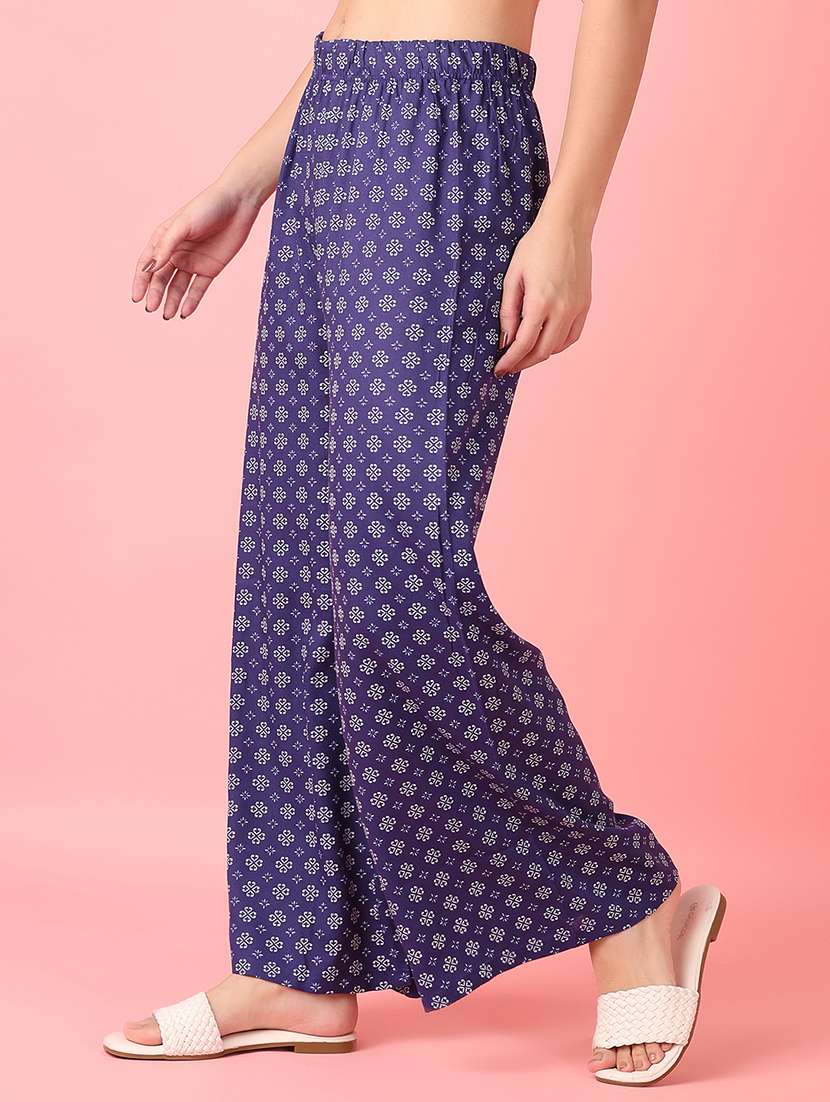 women blue printed straight palazzo - 21528240 -  Standard Image - 1