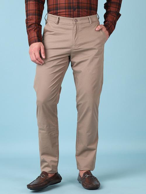 men solid regular fit chinos casual trouser - 21528278 - Standard Image - 0