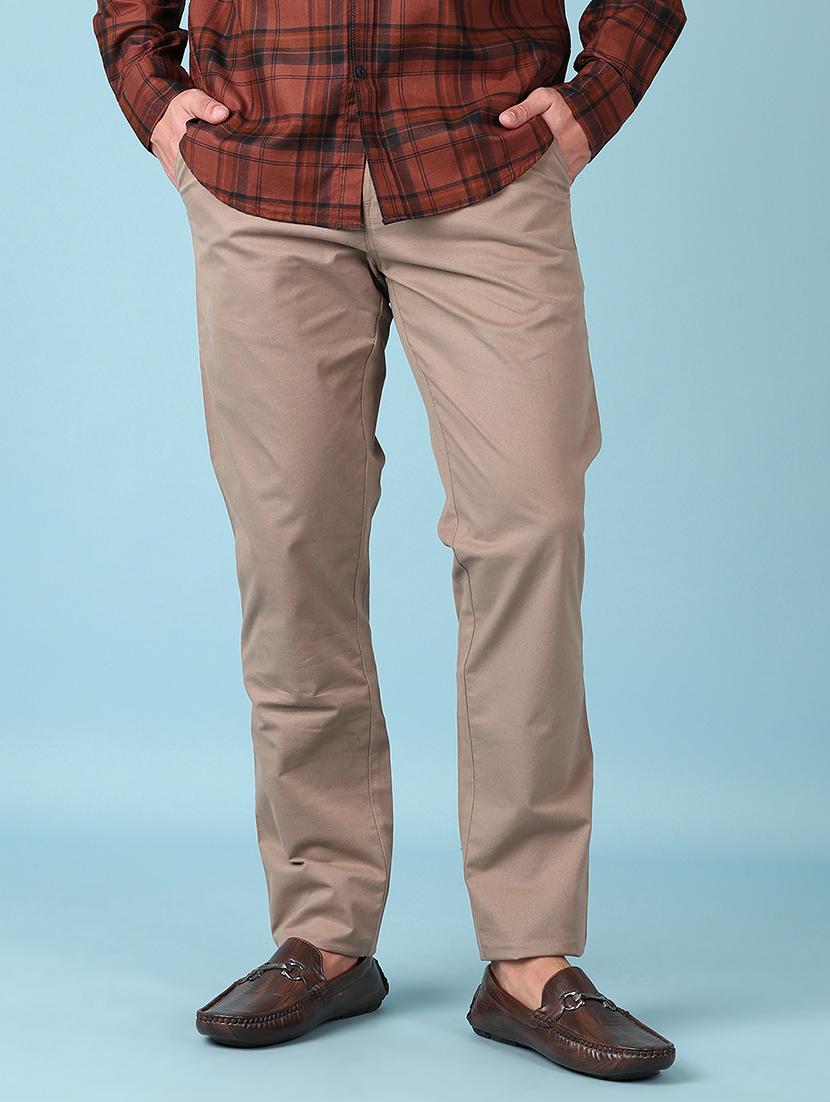 men solid regular fit chinos casual trouser - 21528278 - Standard Image - 1