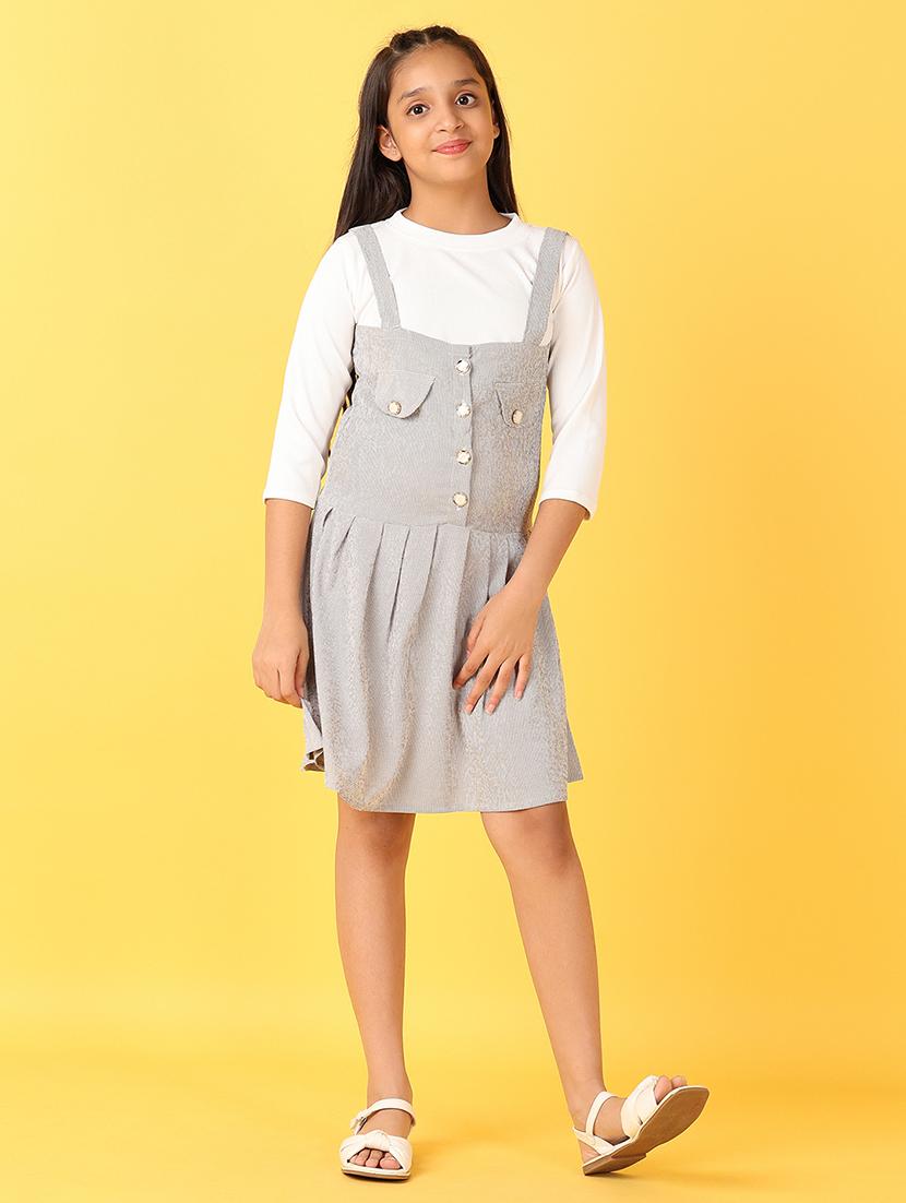 girls black round neck fit & flare dress - 21528348 - Standard Image - 1