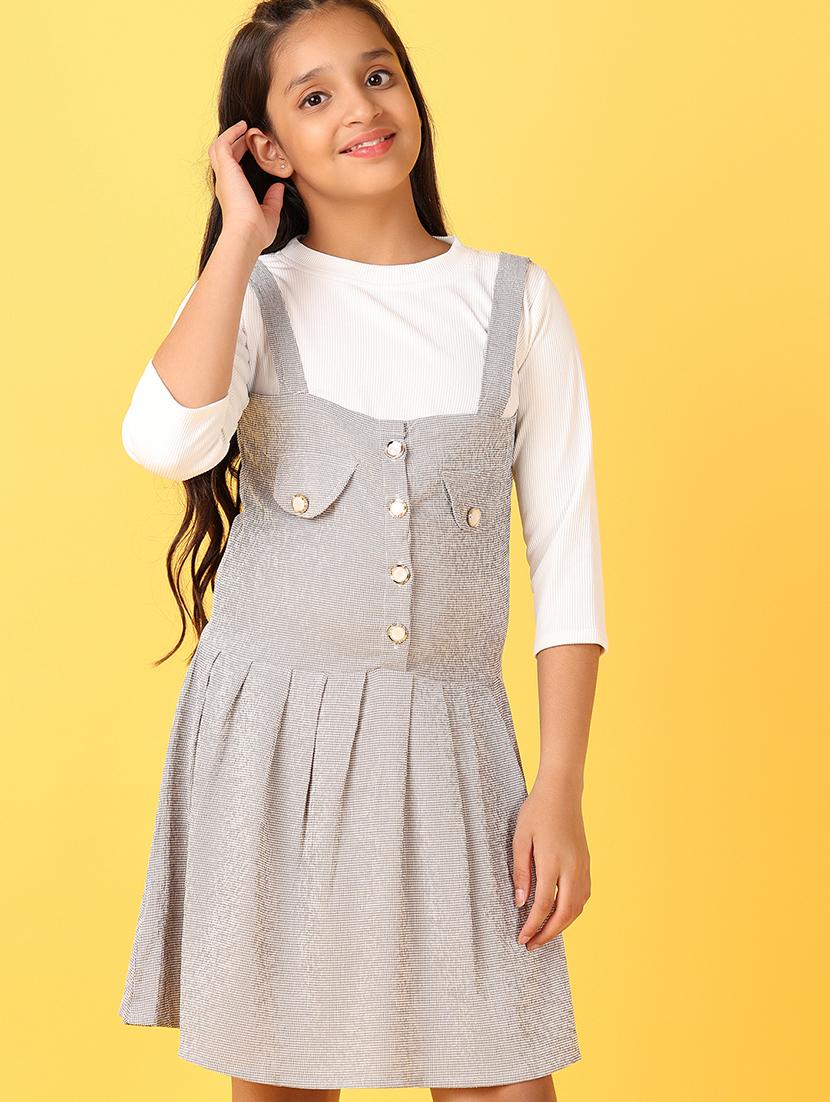 girls black round neck fit & flare dress - 21528348 - Standard Image - 4