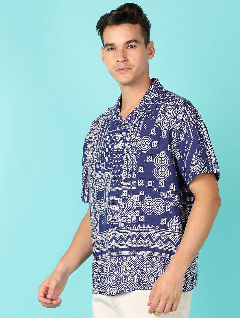 men printed short sleeve casual shirt - 21528376 -  Standard Image - 1