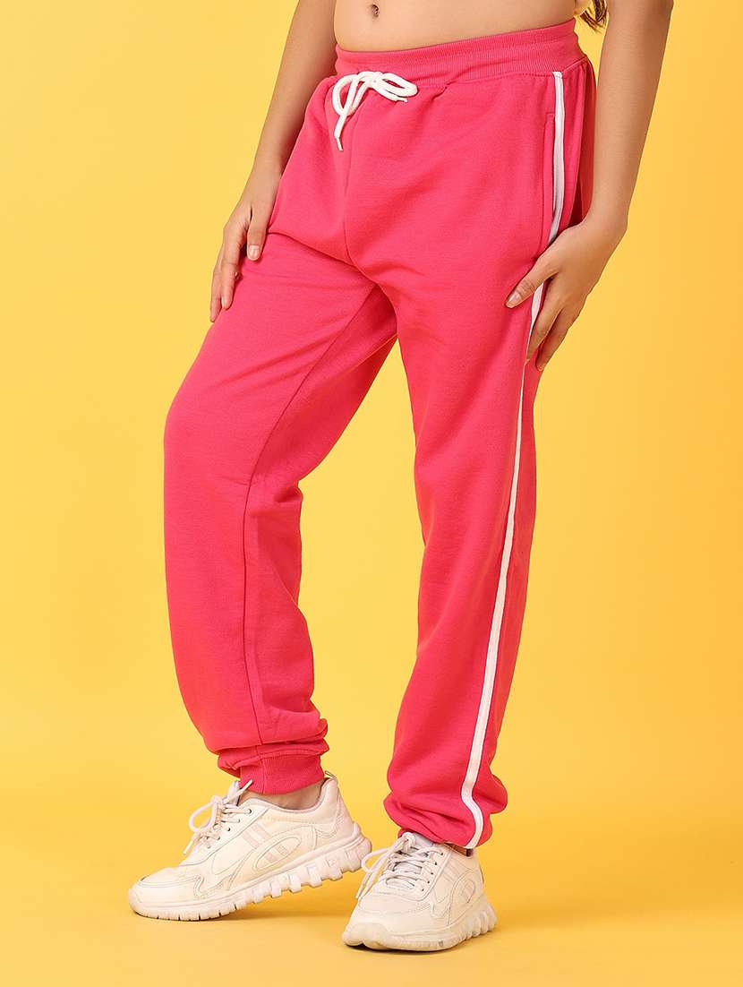 girls pink solid joggers - 21528759 -  Standard Image - 1