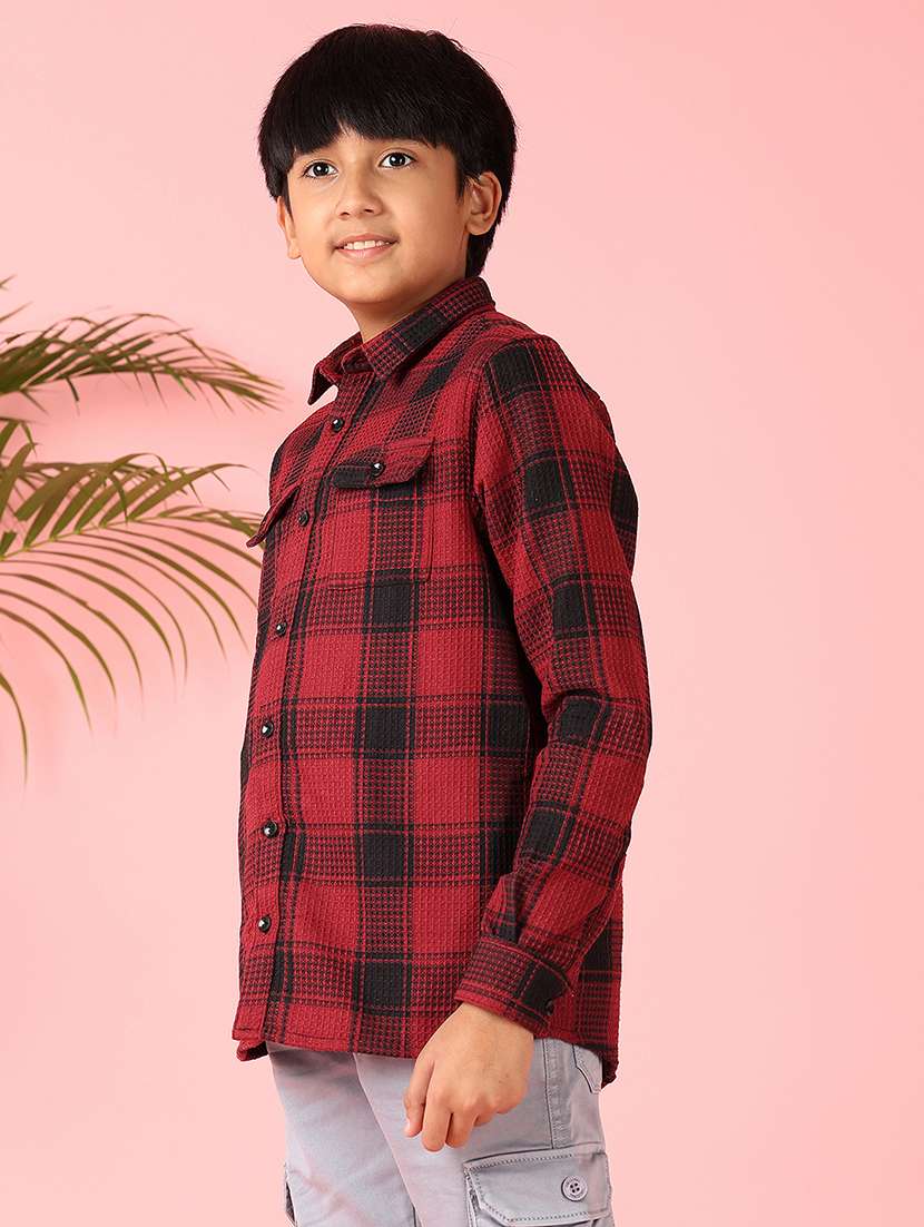 boys checkered long sleeve casual shirt - 21528768 -  Standard Image - 1