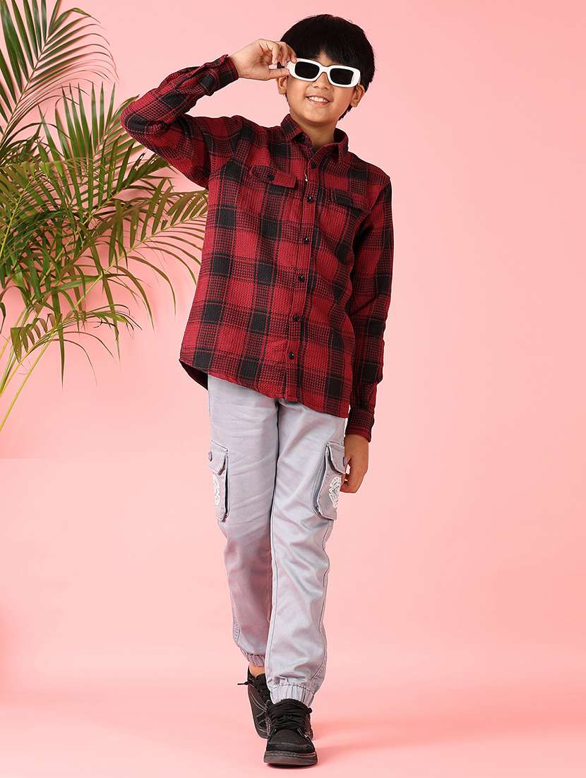 boys checkered long sleeve casual shirt - 21528768 -  Standard Image - 4