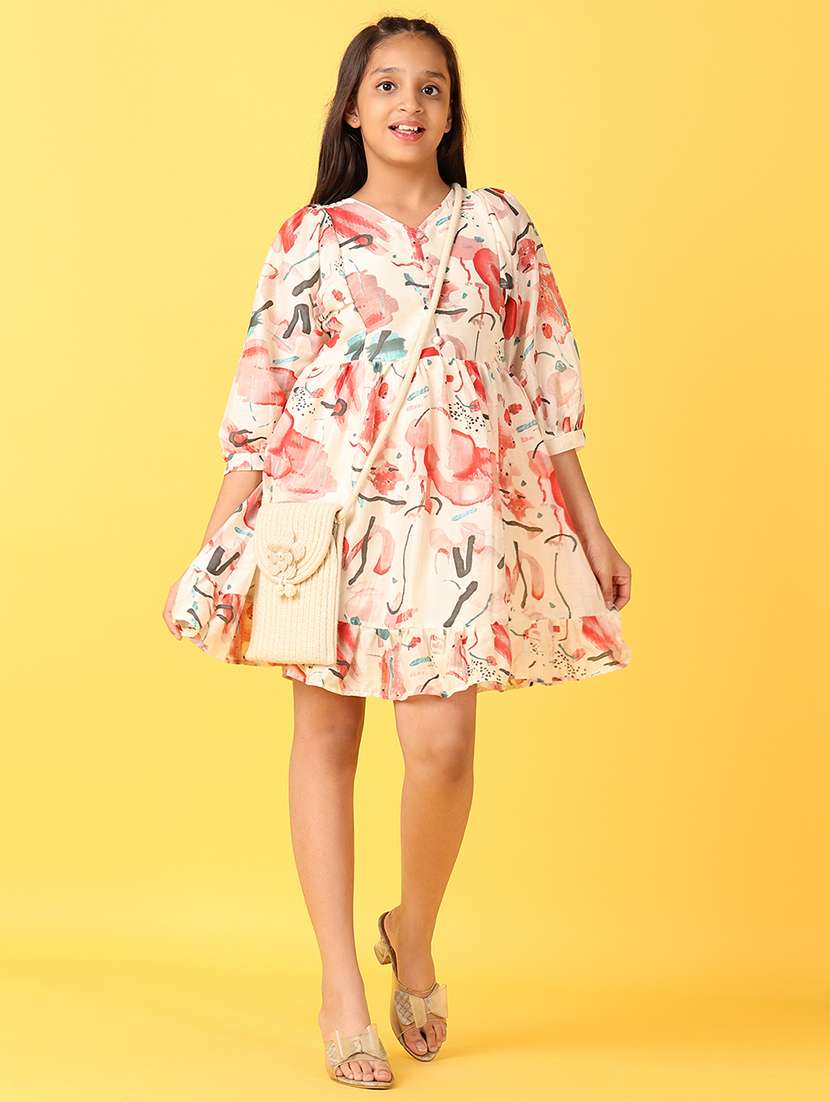 girls off white printed tiered dress - 21528798 -  Standard Image - 4