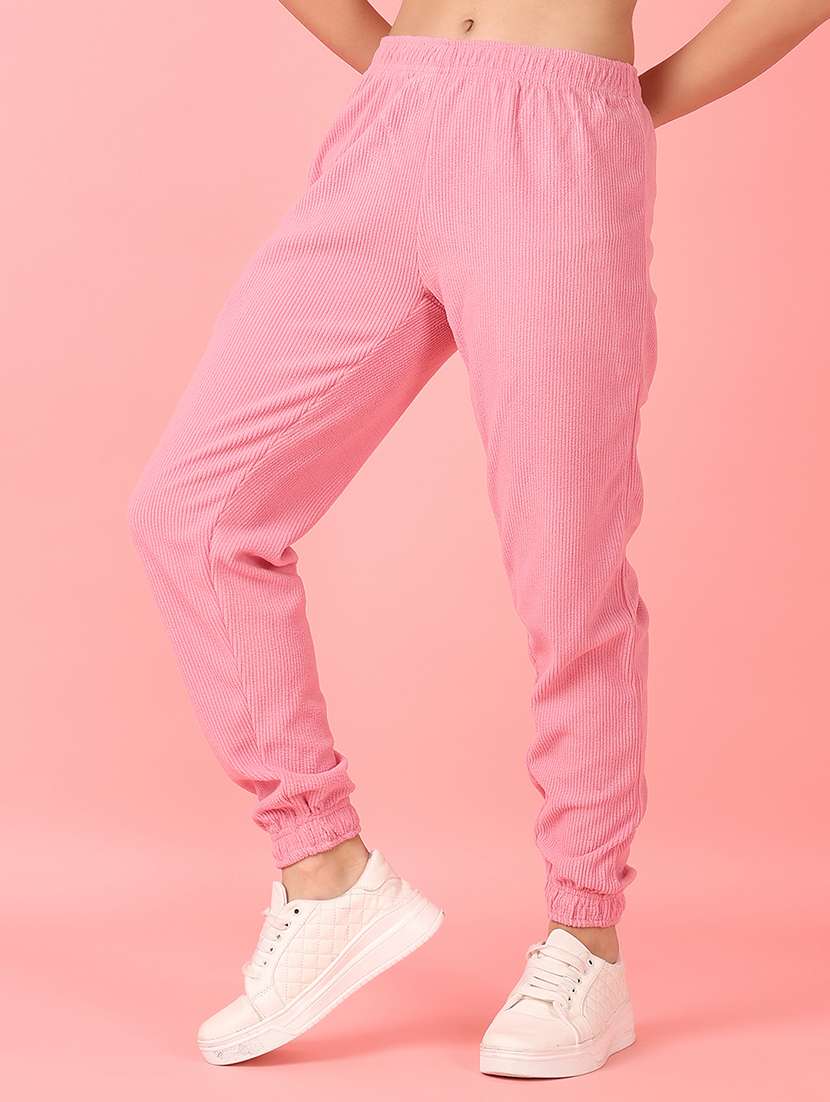 women pink solid jogger - 21528799 -  Standard Image - 1