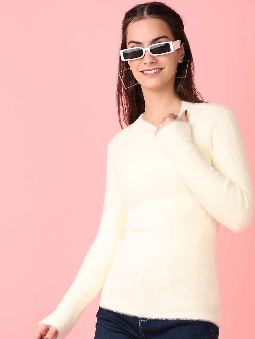 women solid long sleeve pullover - 21528838 -  Standard Image - 1