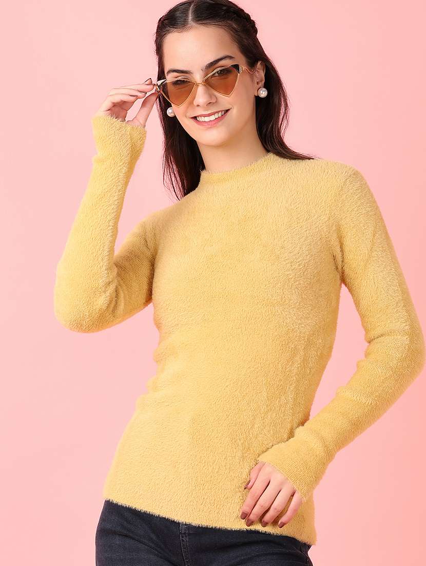 women solid long sleeve pullover - 21528839 -  Standard Image - 1