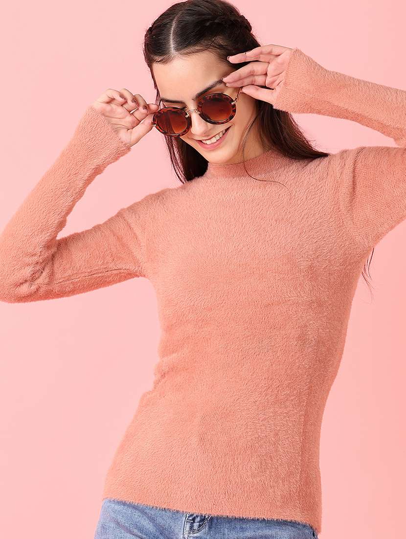 women solid long sleeve pullover - 21528840 -  Standard Image - 1